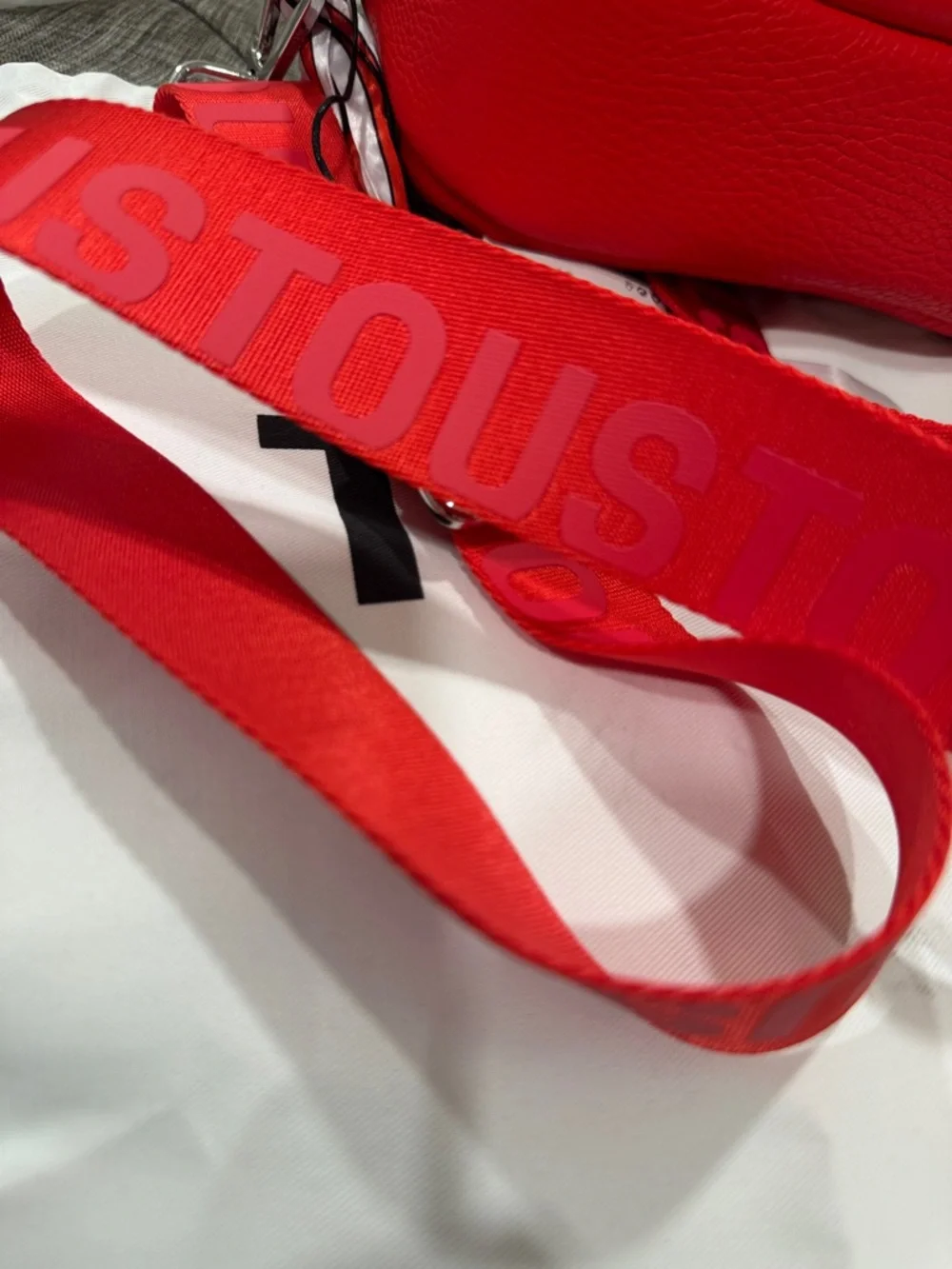 Tous Miranda Reporter Red Leather Crossbody Bag with Wide Logo Strap - Picture 16 of 17